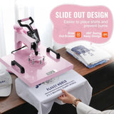 VEVOR Heat Press Machine 15x15 in 8 in 1 with 30oz Tumbler Press T-Shirts Pink V952-YTS30OZ151581P6S3V3