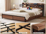 Artiss Double Bed Frame with Charging Station 4 Drawers Storage Oak MBED-D-EVA-D-WD-AB