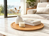 Rotating Wooden Lazy Susan Serving Tray with Silent Spin for Home Decor and Storage, Ideal for V1370-AZ4-22705