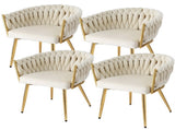 1 Set of 4 Artiss Dining Chairs Velvet Armchair Beige UPHO-C-DIN-01-VEL-BGX4