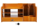 Desk Storage Organizer Wooden Light Brown 1Set For Students And Home Workers V1369-AZ3-W-17180