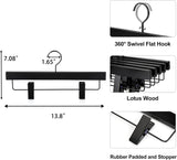 TOPIA HANGER Black Wooden Pants Hangers, Wood Skirt Hangers with Clips, Deluxe Jeans Hanger with V1258-DP02-F-222