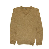 100% Shetland Ragg Wool V Neck Knit Jumper Pullover Mens Sweater Knitted - Nutmeg - 6XL V563-SW-VN-NUTMEG23-6XL