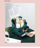 Dark Green Multifunctional Makeup Organizer with Large Capacity and Transparent Design V888-ELOSUNG17767