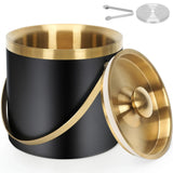 3L Stainless Steel Double-Wall Vacuum Ice Bucket with Lid & Tongs Home & Commercial Champagne V1232-BXGBT-002