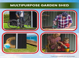 Wallaroo 4x8ft Zinc Steel Garden Shed with Open Storage - Black GSS-BSW-48O-BK