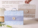 Mulberry Silk Square Scarf for Women - 53x53cm Floral Print Neck Scarf with Gift Box, Soft V888-ELOSUNG53096