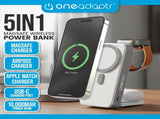 OneAdaptr OneGo White 5 in 1 MagSafe Charging Stand Power Bank OG-B10WH