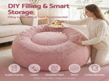 Artiss Bean Bag Chair Cover Soft Faux Fur Beanbag Cover Large Round Stuffed Animal BD-COVER-ROUND-PK