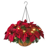 Pre Lit Christmas Hanging Basket Flocked with Mixed Decorations and LED Lights Artificial Frosted V1294-YM0523-10323269