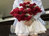 Handmade Rose Bouquet Blanket - Premium Finished Floral Nap Blanket, 113cm Diameter, 52 Flowers V888-ELOSUNG28386