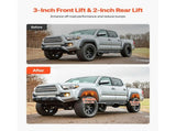 76.2 mm Front and 50.8 mm Rear Leveling Lift Kit for 2005-2021 2022 2023 Toyota Tacoma 2WD/4WD, V952-QHDPTSTJ2005RI6HW001V0