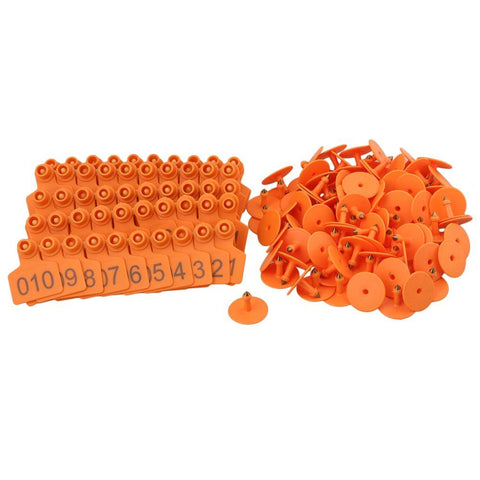 1-100 Cattle Number Ear Tags 5x4cm Set - Small Orange Pig Goat Livestock Label V238-SUPDZ-28747205443664