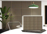 4 Pcs 60cm x 60cm Wall Panel Wood Slat Acoustic Panels Sound Absorbing Proof Panel for Wall Ceiling V324-4XWPANEL6060-WALNUT