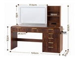 Artiss Dressing Table Vanity Desk LED Lighted Mirror Glass Top 7 Fluted Drawers 120CM Walnut FUR-AG-DRESS02N-WAL-AB