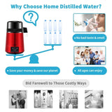4L Water Distiller Distilled Water Maker 1 L/H w/ Timing Dual Temp Red V952-DSDW1LH4L220VZ53OV3