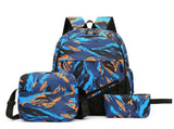 Camouflage Backpacks for Boys Schoolbag Set 3 Pieces Large Capacity Casual Travel Daypack Case for V1366-AZ2-W-06730