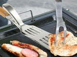 Stainless Steel Multi-Purpose Clip Spatula Tongs Set for Outdoor Cooking, Dining, BBQ, and Kitchen V1369-AZ3-W-09017