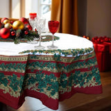 Holly White Christmas Festival Printed Oval Tablecloth 152 x 213 cm V442-ATX-TABLEC-CHRISTMASHOLLY-WHITE-OV
