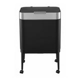 Cefito 40L Press Top Trash Can Kitchen Rubbish Bin Moblie Stainless Steel Black RB-B-40L-S18-LEG-BK