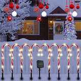 Set of 8 Cane Christmas Decorations Solar Energy Christmas Crutch Ground Lamp Outdoor Plug-in V1107-124-63472