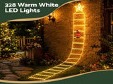 Jingle Jollys Christmas Ladder Lights Santa 3.4m 328LED Hanging Decor Warm White XMAS-MOT-D-LADDER-GD