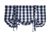 1*Curtain Blue and White Check Ups Farmhouse Thermal Insulated Window Adjustable Balloon V1366-AZ2-W-20656
