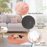 Plush Donut Faux Fur Calming Pet Nest - Salmon Pink - L V915-ZP0099-L
