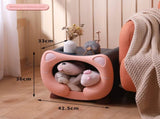 Pink Cute Cat-Themed Stackable Storage Bin - Multi-purpose Pet Bed & Toy Organizer V888-ELOSUNG40037