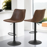 Artiss 4x Bar Stools Vintage Leather Swivel Gas Lift Brown BA-K-0224-BRX4