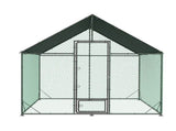 Heavy Duty XL Metal Walk-In Chicken Run with Cover, 276x405x300cm, Black V178-59376