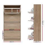 Artiss Shoe Rack Cabinet 60 Pairs 4 Doors - Wood FURNI-L-SHOE-4D3R-WD-AB