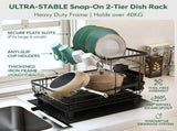 CARLA HOME 2 tier Dish Drying Rack with Drainboard & Utensil Holder for Kitchen V178-36538