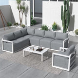 Alfresco 7-Seat Garden Lounge Set – White V264-OTF-543A-WHE-8PC