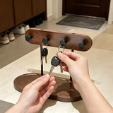 Natural Wood Mushroom Peg Entryway Organizer Wide Tray with Rust-Proof Hooks, Keys & Small Items V1232-ZMYSJ-001