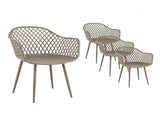 Gardeon 4PC Outdoor Dining Chairs PP Lounge Chair Patio Furniture Garden Coffee ODF-CHAIR-PP130-CO-4X