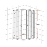 90 x 90cm Chrome Rounded Sliding 6mm Curved Shower Screen with Black Base V63-830201