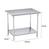 SOGA 100*70*85cm Commercial Catering Kitchen Stainless Steel Prep Work Bench WORKBENCHSS2008100CM