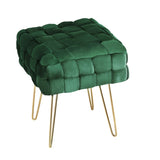 Artiss Ottoman Foot Stool Vanity Woven Velvet Green FS-B-WV01-VEL-GN