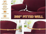 Power Lift Recliner Chair Cover, Stretch Jacquard Slipcover with Side Pocket, Wine Red V1188-MS-721-269
