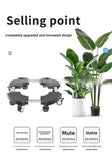 Black Round Adjustable Plant Pot Caddy Stand with Wheels Heavy Duty Rolling Gas Cylinder Tray Dolly V888-ELOSUNG41076