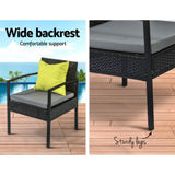 Gardeon Outdoor Sofa Set Wicker Lounge Setting Table and Chairs Storage Cover FF-SAIPAN-BK-COVER