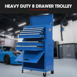 BULLET 8 Drawer Tool Box Cabinet Chest Storage, Toolbox Garage Organiser Set, Blue V219-TOLCABBU81BA