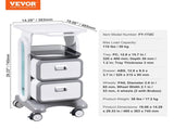 3 Tiers Lab Carts, Lab Utility Cart with 2 Drawers & 1 Top Tray, Mobile Medical Cart with ABS V952-SYSTCECKFBS498TJSV0