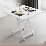 SOGA White Dining Table Portable Square Surface Space Saving Folding Desk with Lacquered Legs Home TABLESQ731