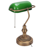 Green Glass Bankers Desk Lamp Retro Antique Library Lamp with Pull Chain Switch in Fixture EU V1294-YM0901-3119260008911