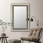 Wall Mirror MDF Silver Mirror Matching Fabric Rectangular Shape MRR-03 V43-MRR-03