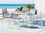 Gardeon 7PCS Outdoor Bar Set Stools Dining Chairs Table Patio Steel Bistro Set White ODF-BARSET-WH-7STEX-ABC