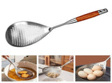 Stainless Steel Large Slotted Spoon For Cooking Pasta Dumplings Hot Pot Strainer With Wooden Handle V1369-AZ3-W-14676