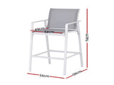 Gardeon 2PC Outdoor Bar Stools Dining Chairs Patio Furniture Garden Steel Textilene White ODF-BA-TEX-WH-2X